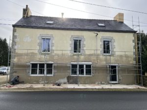 chantier jointoiement a la chaux avant pendan - Aménagements extérieurs - Quimper Brest